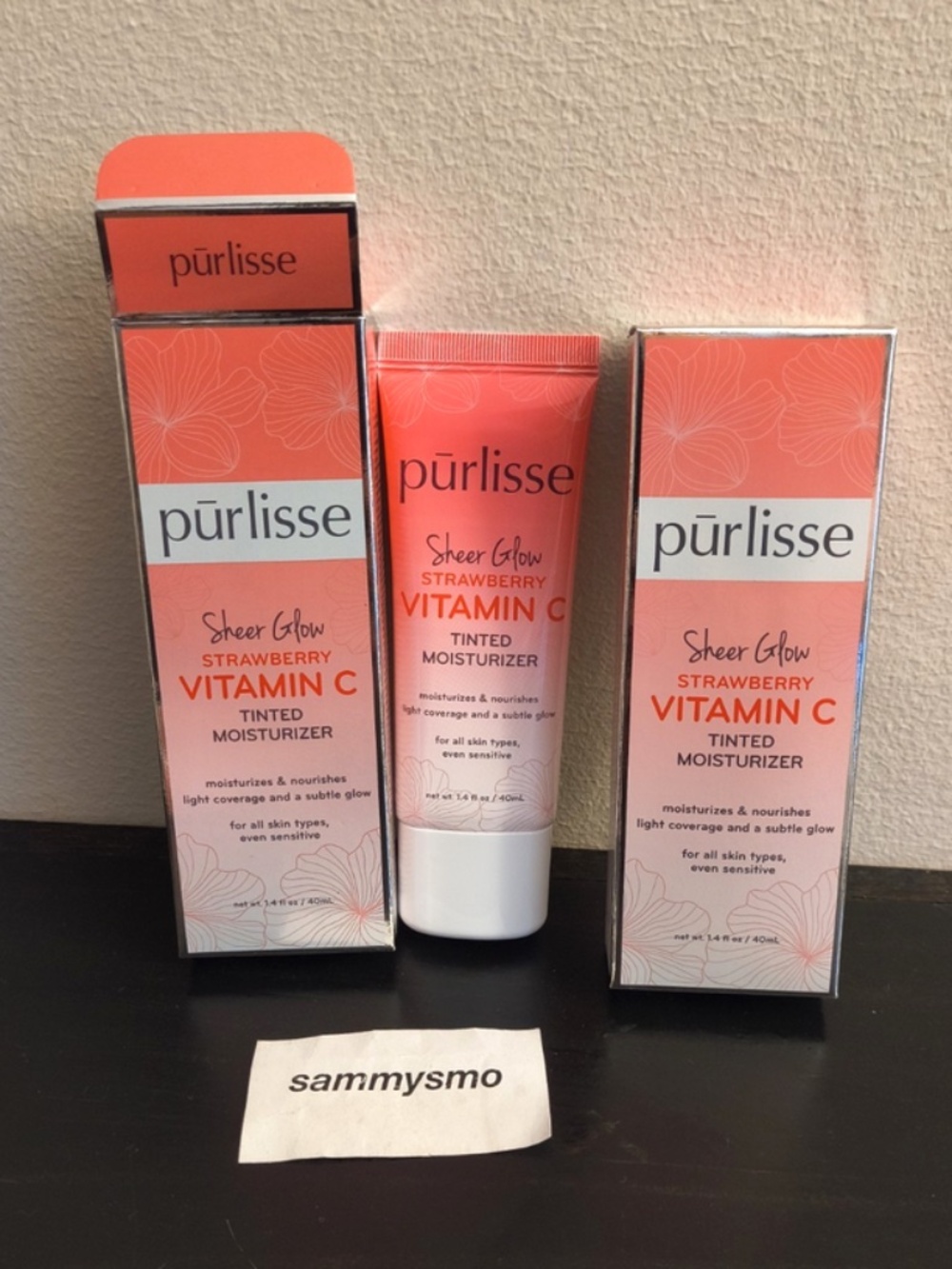 Purlisse Sheer Glow Strawberry Vitamin C Tinted Moisturizer FAIR x2